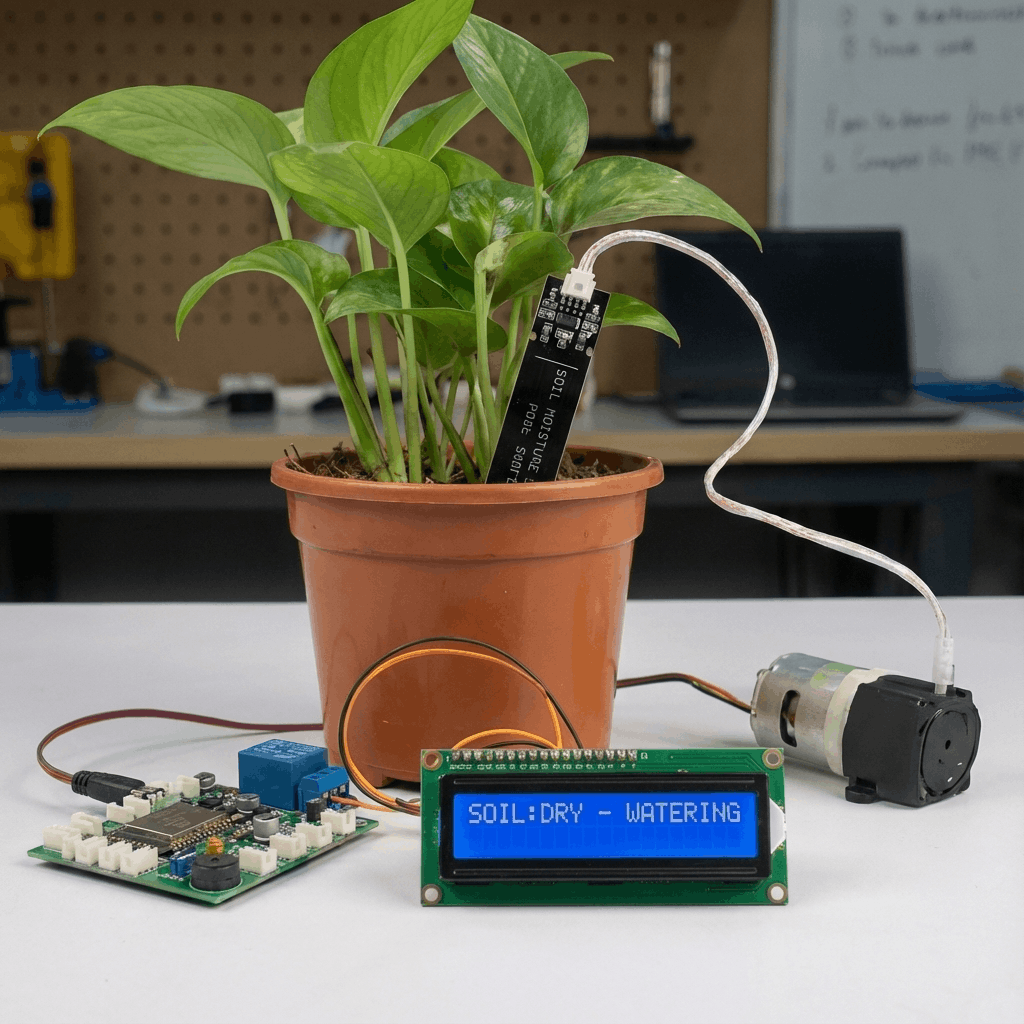 Educational robotics project with servo motors controlled by MakerBuddy IoT kit