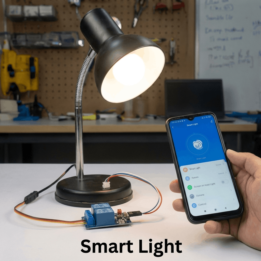 Smart LED lighting system controlled by ESP32 IoT kit with colorful RGB lights